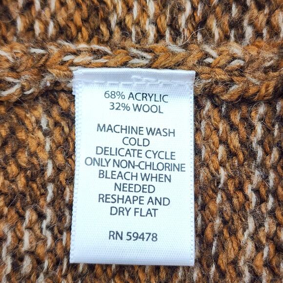 In Stitches Wool Blend Cardigan Wood Buttons Chunky Cozy Brown Womens Small - Picture 5 of 11